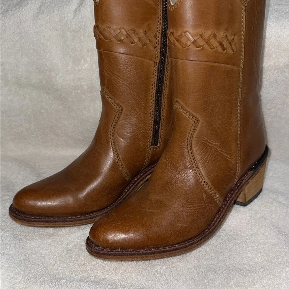 Old West Tan Leather Kids Boots
